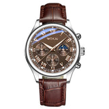 WOKAI high quality casual men's belt quartz watch classic retro Roman simple style business male student electronic clock