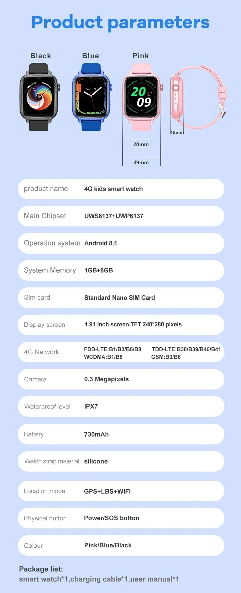 4G Smart Watch Kids GPS WIFI Video Call SOS APP Download Child Smartwatch Camera Monitor Tracker Location Phone Watch - Wear444