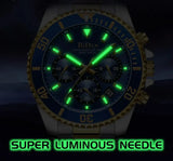 BIDEN Mens Chronograph Stainless Steel Strap Waterproof Date Quartz Watch, Business Casual Wrist Watches