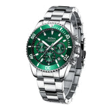 BIDEN Mens Chronograph Stainless Steel Strap Waterproof Date Quartz Watch, Business Casual Wrist Watches