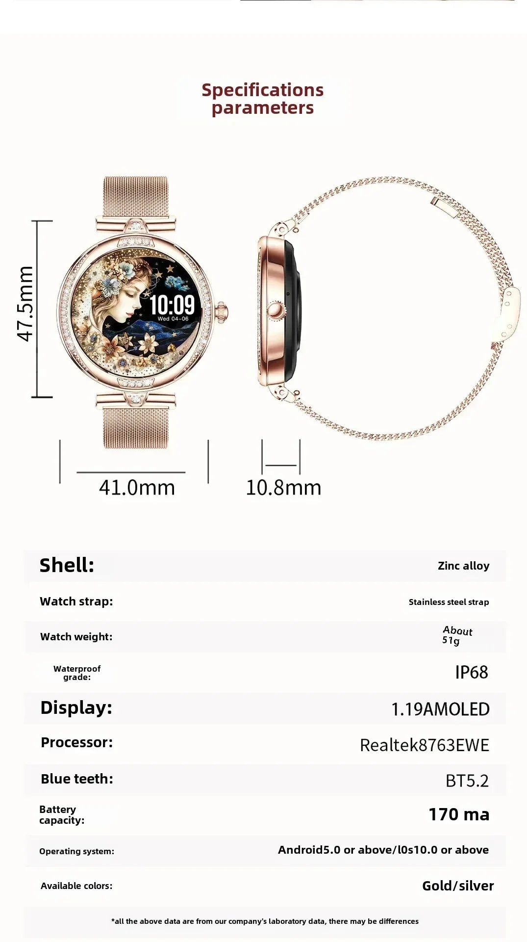 NX17PRO Women's Smart Watch With Metal Strap AMOLED Screen Bluetooth Calls Sports Health Monitor Fashion Decoration Wristwatch - Wear444