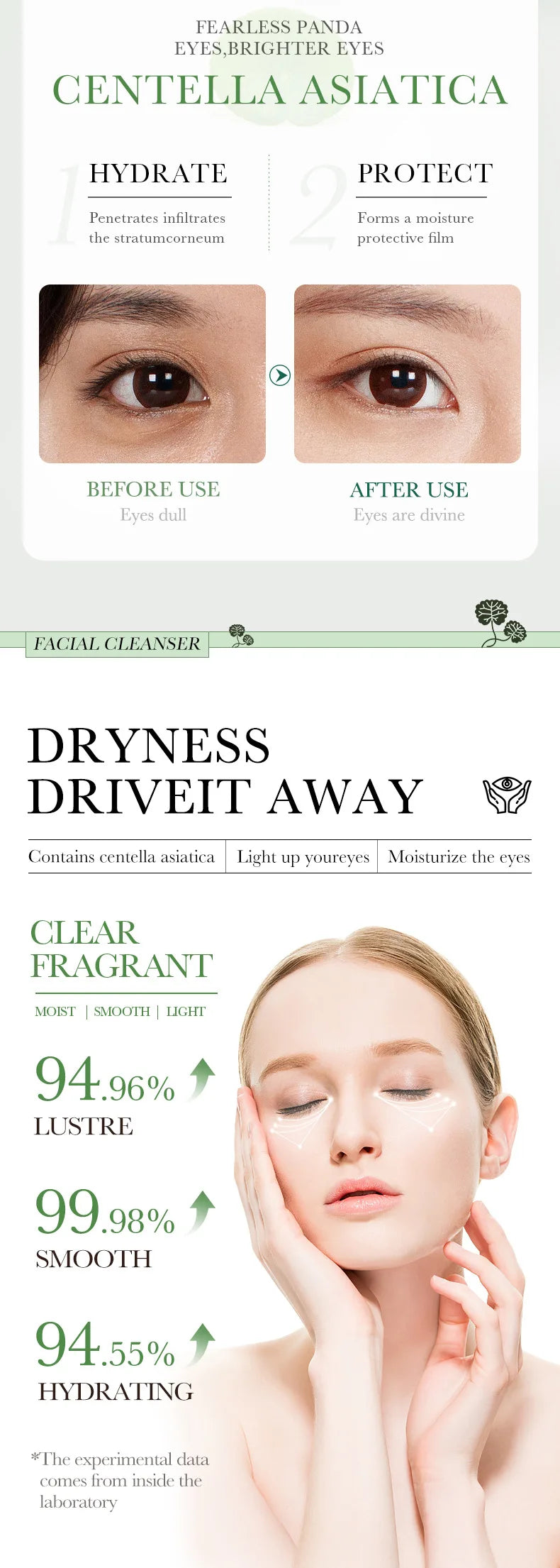 Centella Asiatica Eye Cream Anti Dark Circles Eyes Bags Moisturizing Anti Wrinkle Anti-aging Beauty Eyes Skin Care Products