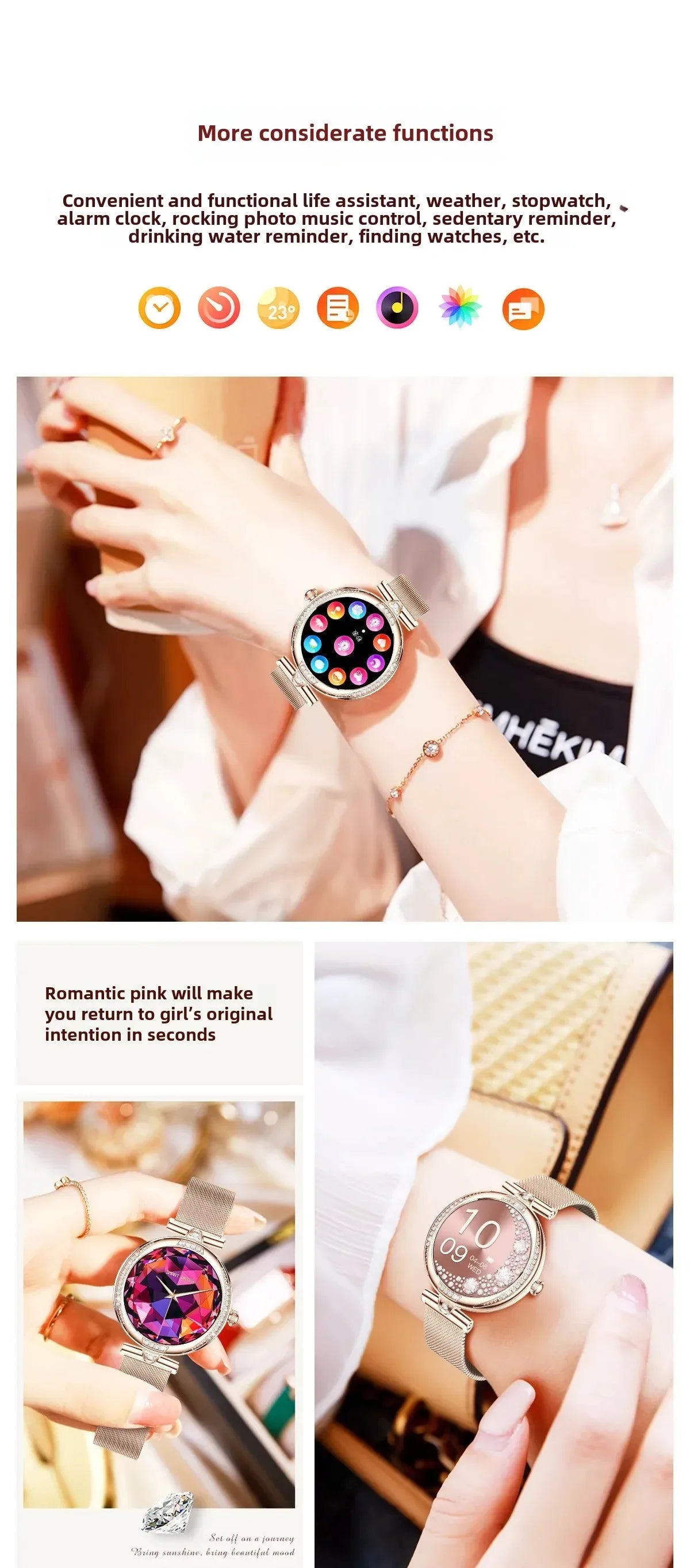 NX17PRO Women's Smart Watch With Metal Strap AMOLED Screen Bluetooth Calls Sports Health Monitor Fashion Decoration Wristwatch - Wear444