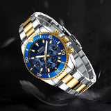 BIDEN Mens Chronograph Stainless Steel Strap Waterproof Date Quartz Watch, Business Casual Wrist Watches