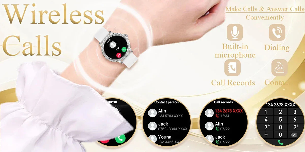 Smart Watch For women - 1.32" Touchscreen Fitness Tracker with Wireless Calls, Music Time Display, Step Counting - Wear444