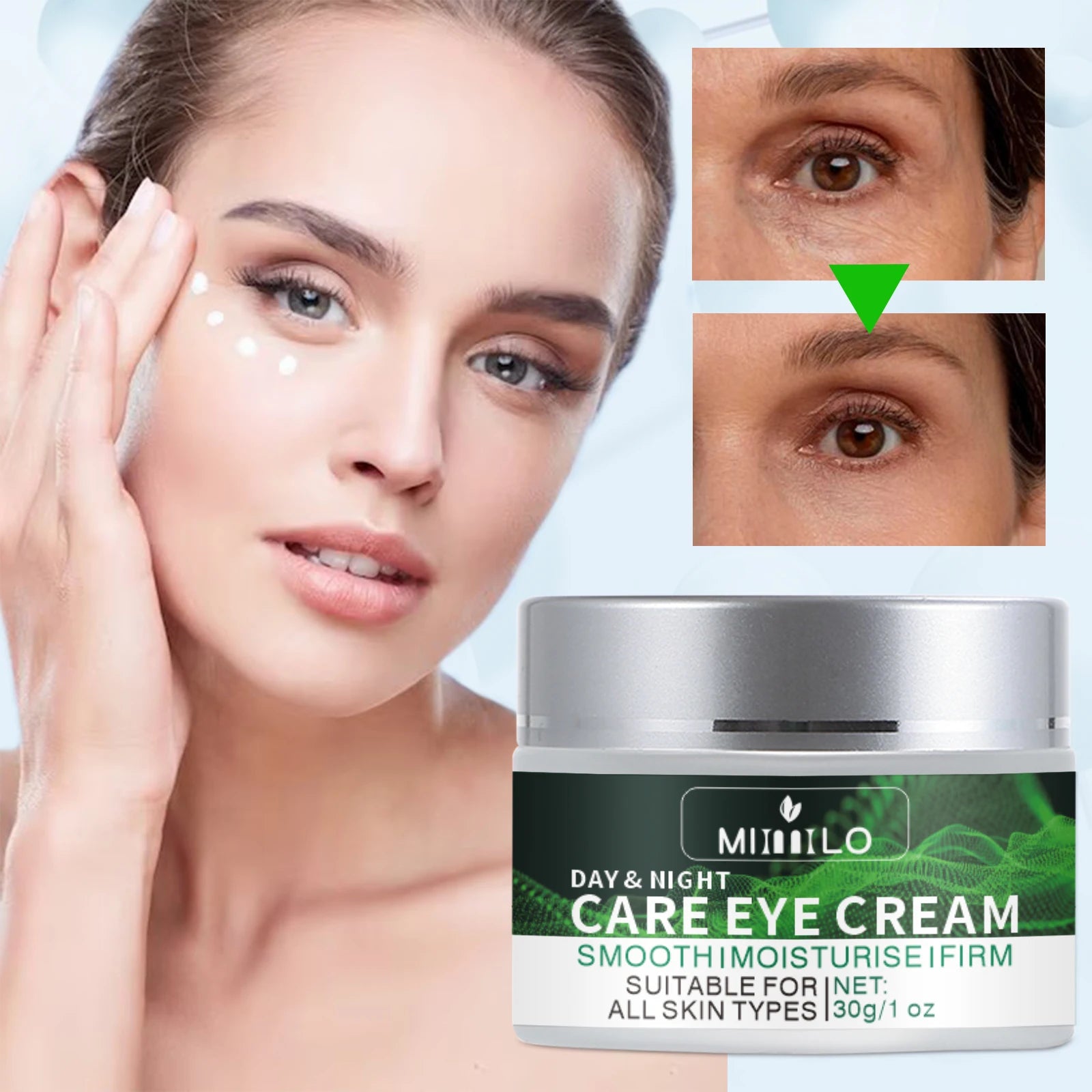 30g Day & Night Care Eye Cream, removes eye pigmentation and eye bags, brightens skin tone, keeps skin hydrated and moisturized