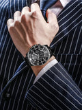 BIDEN Mens Chronograph Stainless Steel Strap Waterproof Date Quartz Watch, Business Casual Wrist Watches