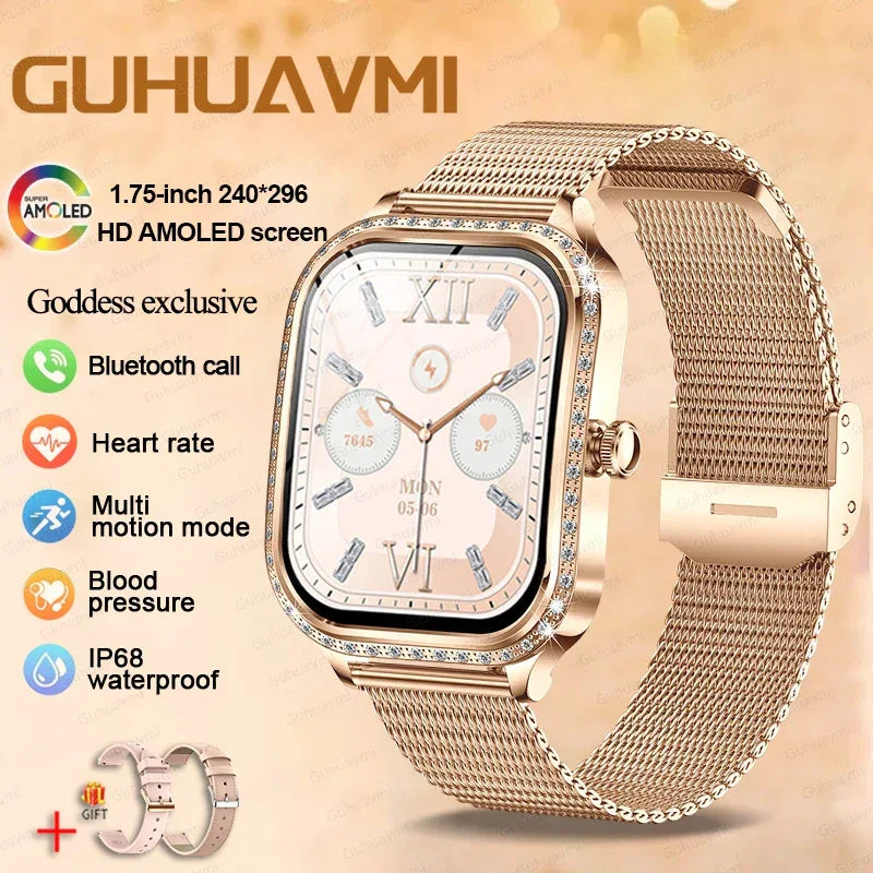 2026New Women Fashion Smartwatch HD Curved Screen Female Menstrual Tracking Waterproof Sports Fitness Bluetooth Call Smart Watch - Wear444