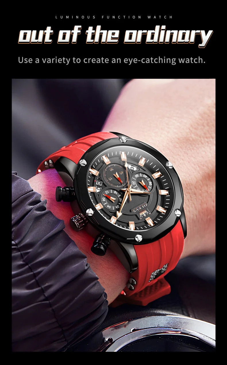 OLEVS Blue Sport Watch - Luminous Rubber Band Athletic