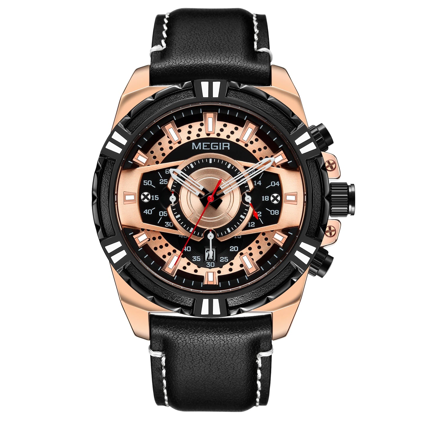 MEGIR Luxury Chronograph Watch - Leather Belt Luminous Sports Business