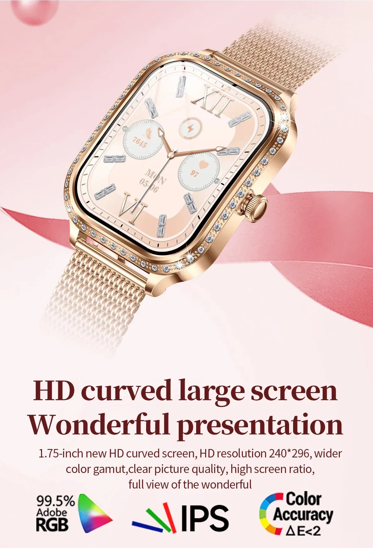 2026New Women Fashion Smartwatch HD Curved Screen Female Menstrual Tracking Waterproof Sports Fitness Bluetooth Call Smart Watch - Wear444