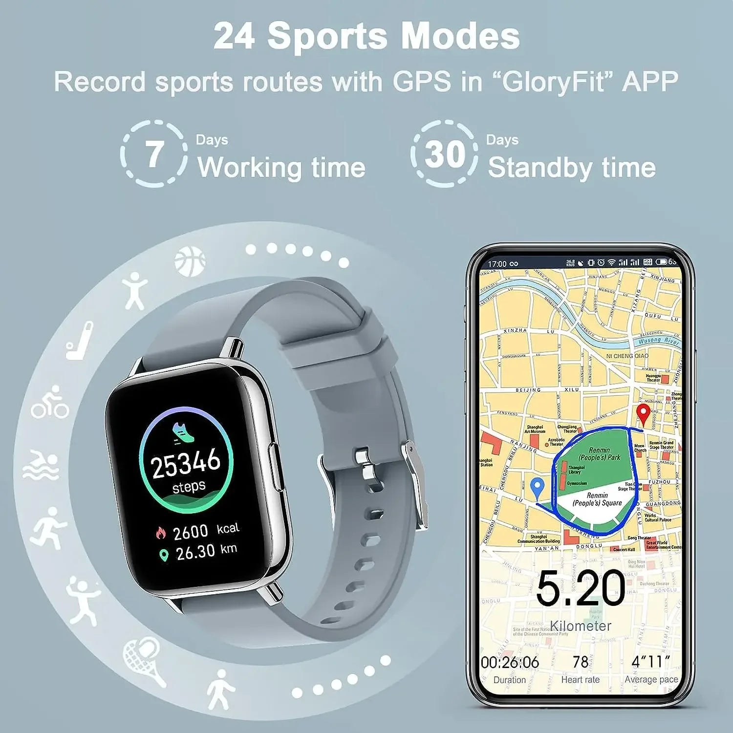 Nerunsa Smart Watch, Fitness Tracker 1.69" Touch Screen Smartwatch Fitness Watch Heart Rate Monitor/Pedometer/Sleep Monitor. - Wear444