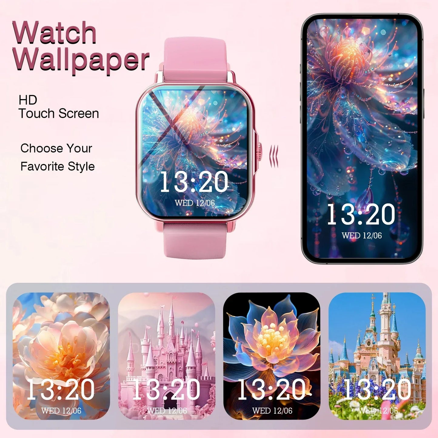 Smart watch, for men and women, wireless calling, fitness tracker, 2.01 inch screen, sports smart watch - Wear444