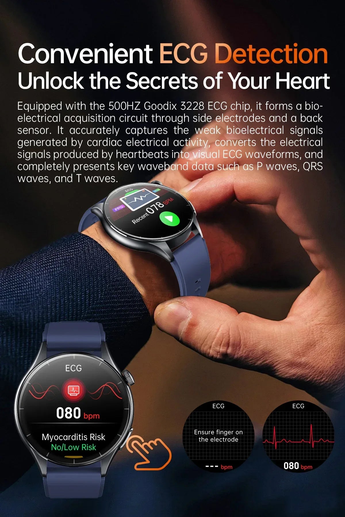 2025 New NFC+ECG+PPG Health Smart Watch BMI Fat Heart Rate Blood Pressure Watch 380mAh BT Call IP68 Waterproof Sports Bracelet - Wear444