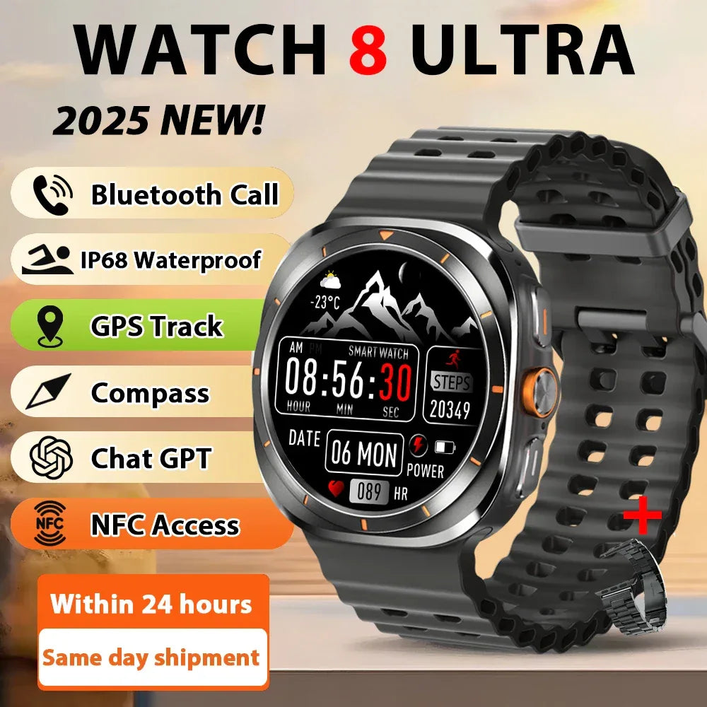 2025 New Watch8 Ultra Smart Watch Classic NFC Health Monitoring Bluetooth Call 3ATM Waterproof HD Smartwatch For IOS Android - Wear444