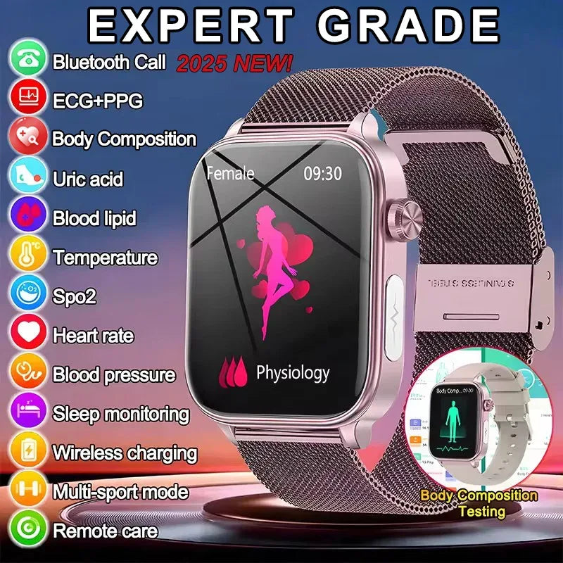 2025 New ECG+PPG Monitoring Smart Watch Women Blood pressure Blood Lipid Uric Acid Women Menstrual Health Tracker Smartwatches - Wear444