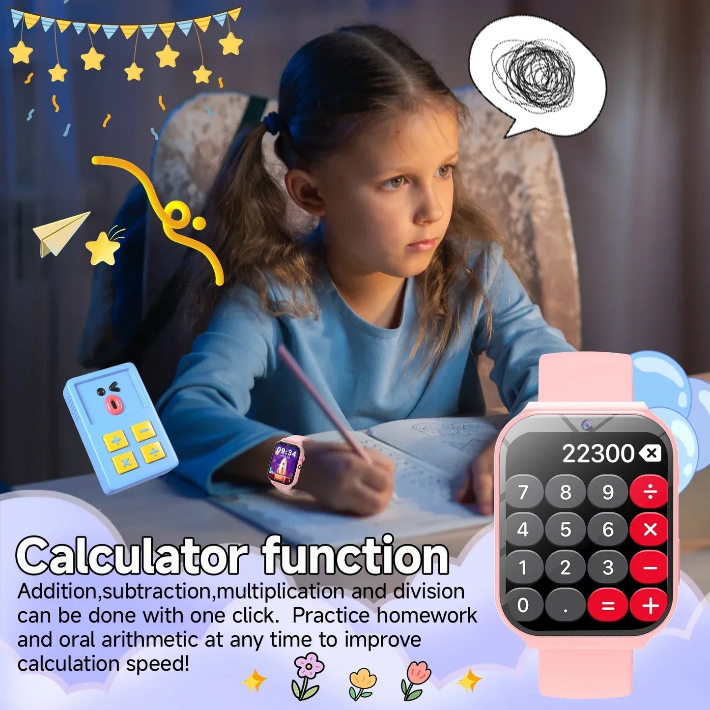 2025 New Smartwatch For Kids HD Camera Flashlight Study Partners Multi Games Calculator Children's Day Birthday Gift Boys Girls - Wear444