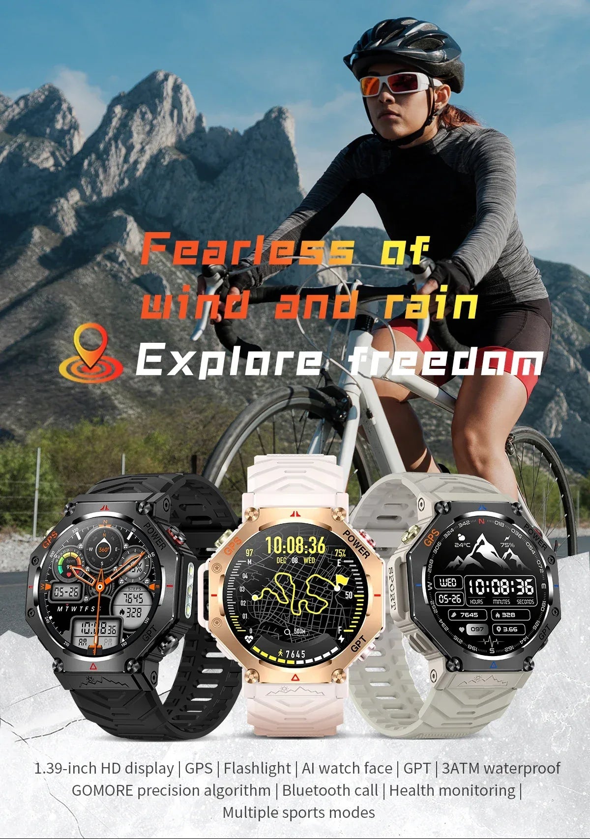 Military Smart Watch T-Rex 3 Bulit-in GPS Compass Altimeter Barometric 10ATM IP69K Waterproof AMOLED Bluetooth Call Smart watch - Wear444