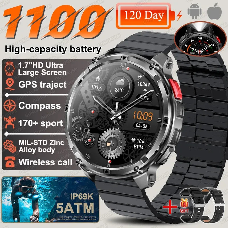2026 New T-Rex3 Ultra 1100mAh Battery Smart Watch GPS Track Compass IP69K Waterproof Sports tracker Outdoors Military Smartwatch - Wear444