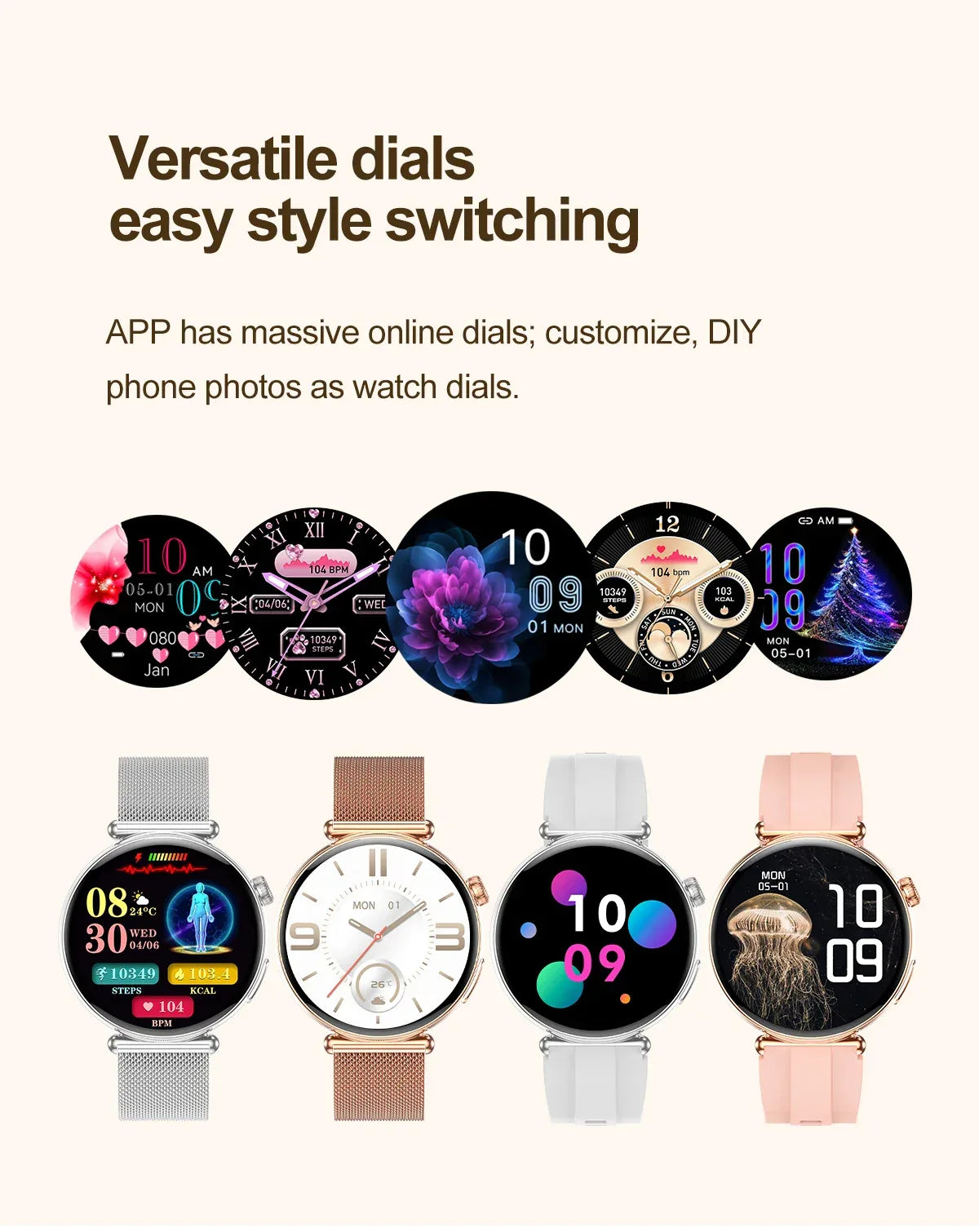 2026 New Women AI Smart Diagnosis Smart Watch HRV+ECG Uric Acid Blood Oxygen Health Monitor IP68 Waterproof Sports Smartwatches - Wear444