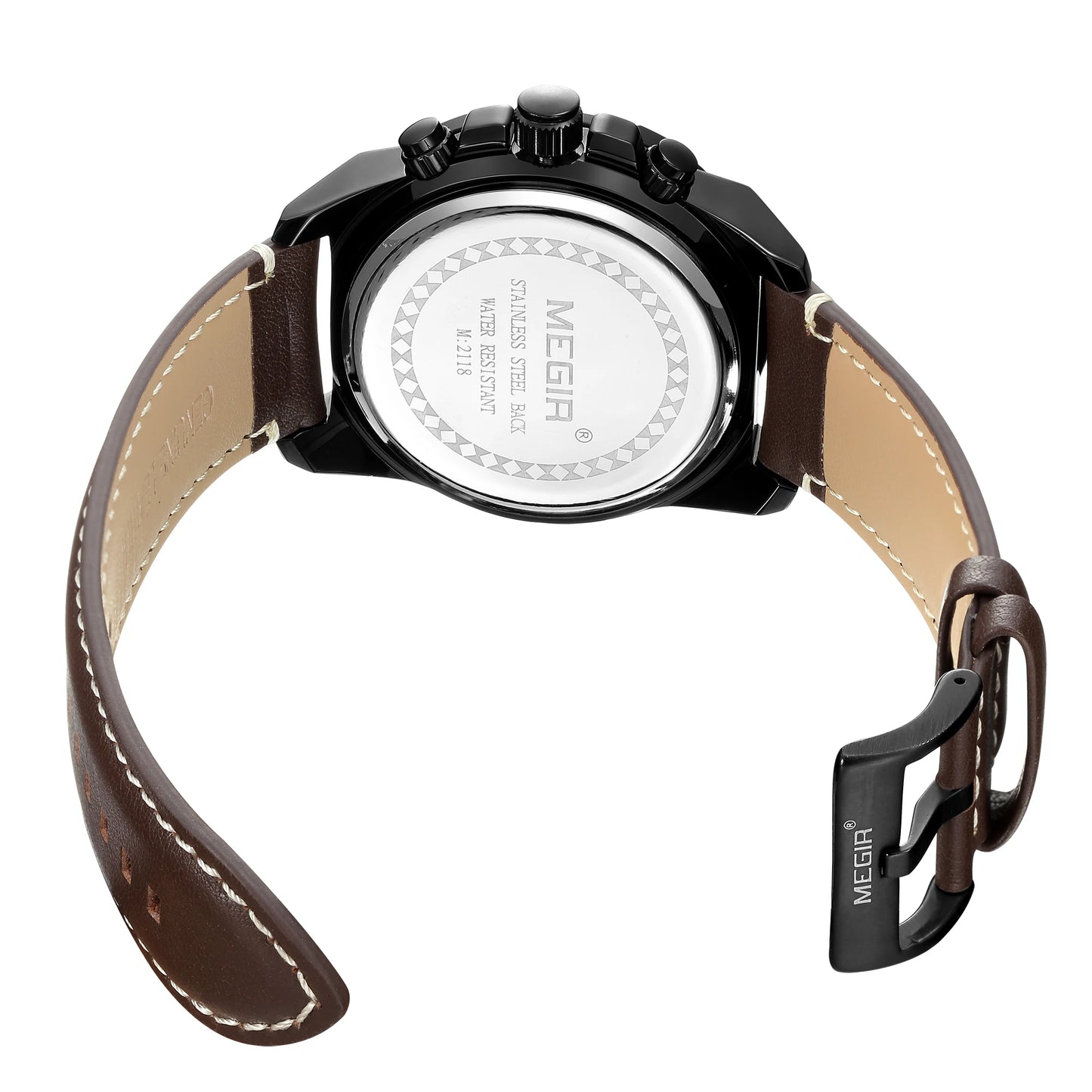 MEGIR Luxury Chronograph Watch - Leather Belt Luminous Sports Business