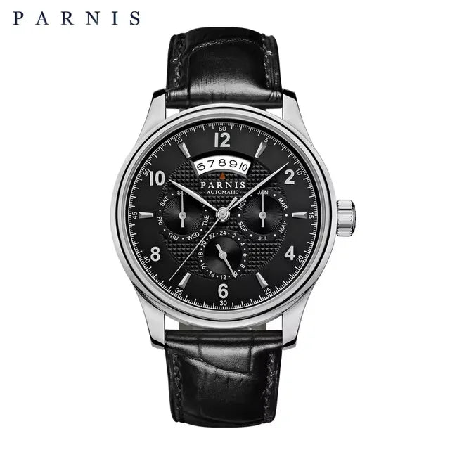 Parnis Moon Phase case side profile Miyota 9100 — Wear444