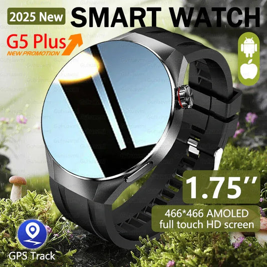 2025 New Smart Watch Men HD AMOLED Screen GPS Motion trajectory Heart Rate Bluetooth Call 1.75" SmartWatch IP68