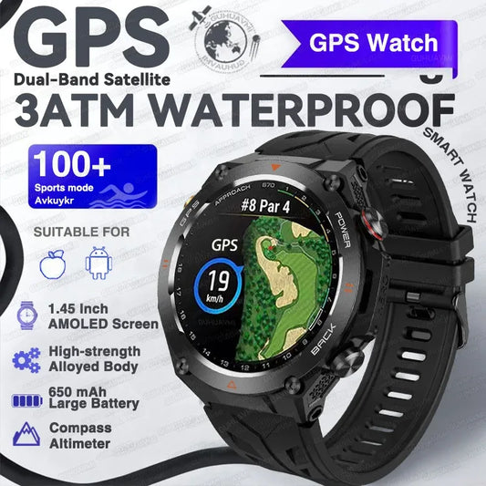 2026 New GPS Outdoor Sports military Smart Watch Men AMOLED HD Screen Compass Heart rate Waterproof Bluetooth Call Smartwatch - Wear444