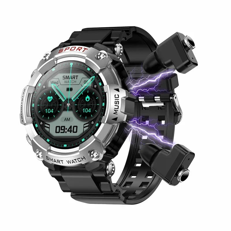 Rainbuvvy T96 TWS Smart Watch Earphone 1.52inch Amoled 3 IN 1 Local Music Player Wireless Headset BT Call Earbuds Smartwatch - Wear444