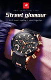 Watches For Men OLEVS Fashion Mens Quartz Watches Luminous Hand Blue Rubber Band Sport WristWatch Relogio Masculino