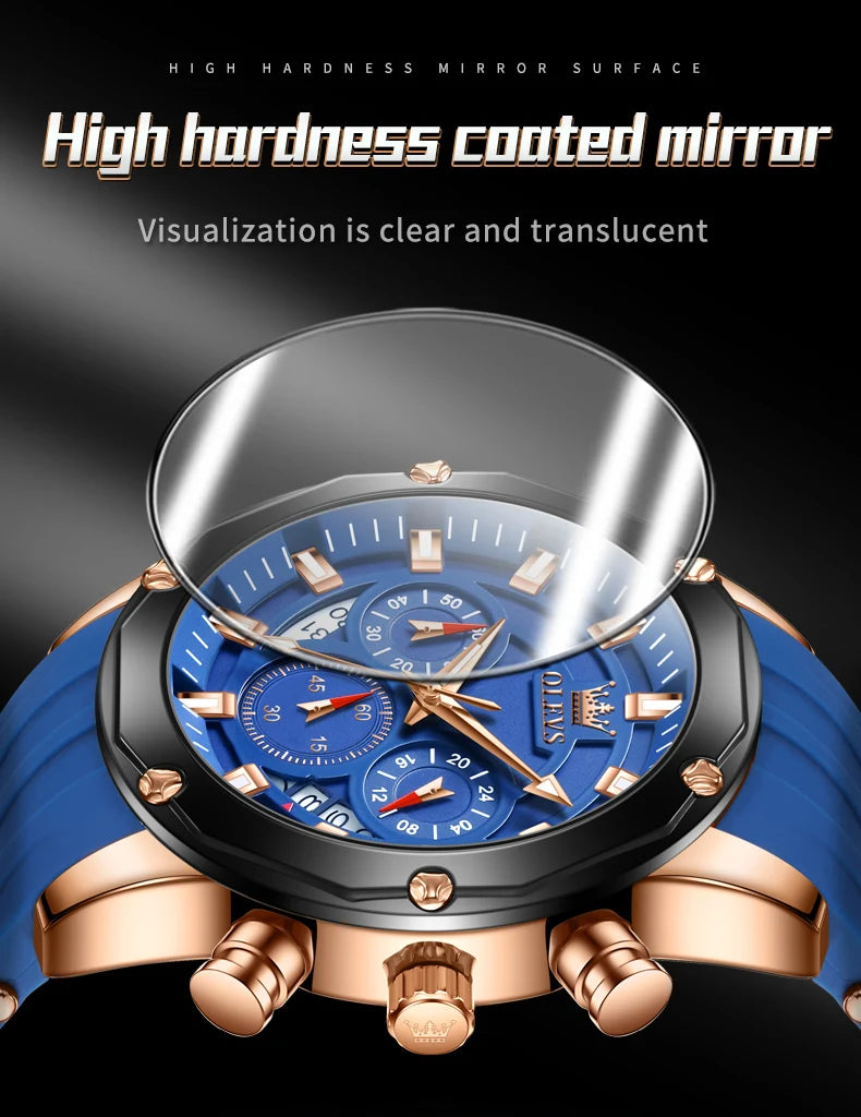 OLEVS Blue Sport Watch - Luminous Rubber Band Athletic