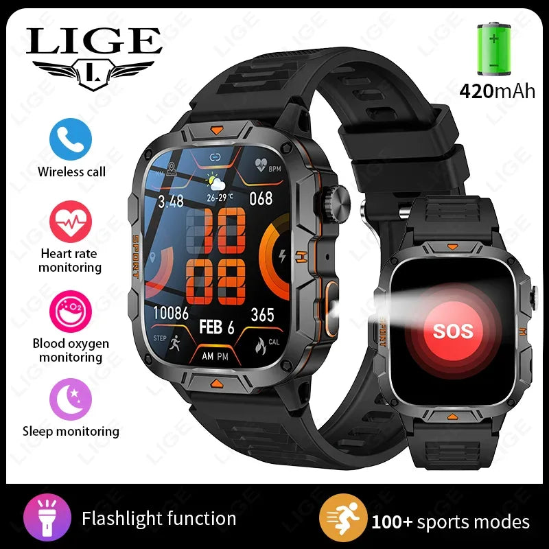 2025 Outdoor Sports Smart Watch GPS Tracker 5ATM Flashlight 1.96" HD Display Screen Bluetooth Call Men Fitness Watches - Wear444