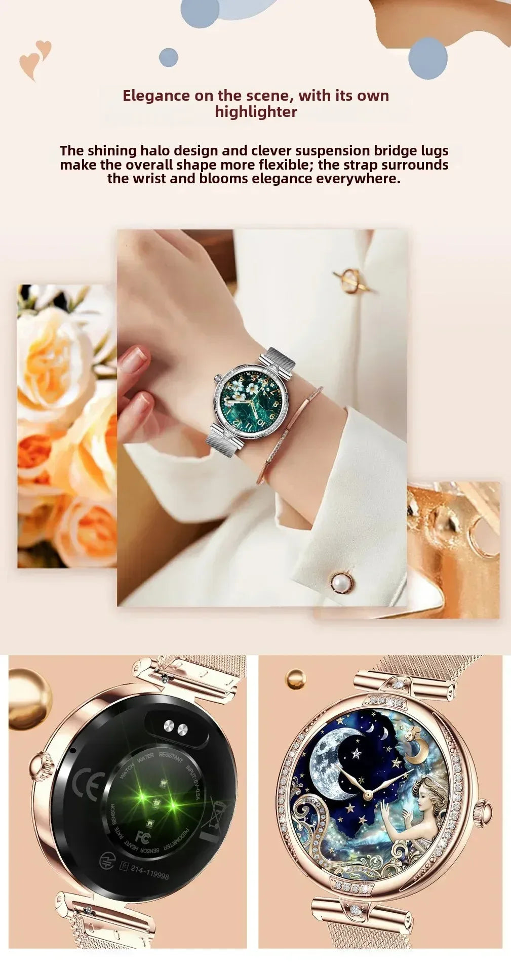 NX17PRO Women's Smart Watch With Metal Strap AMOLED Screen Bluetooth Calls Sports Health Monitor Fashion Decoration Wristwatch - Wear444