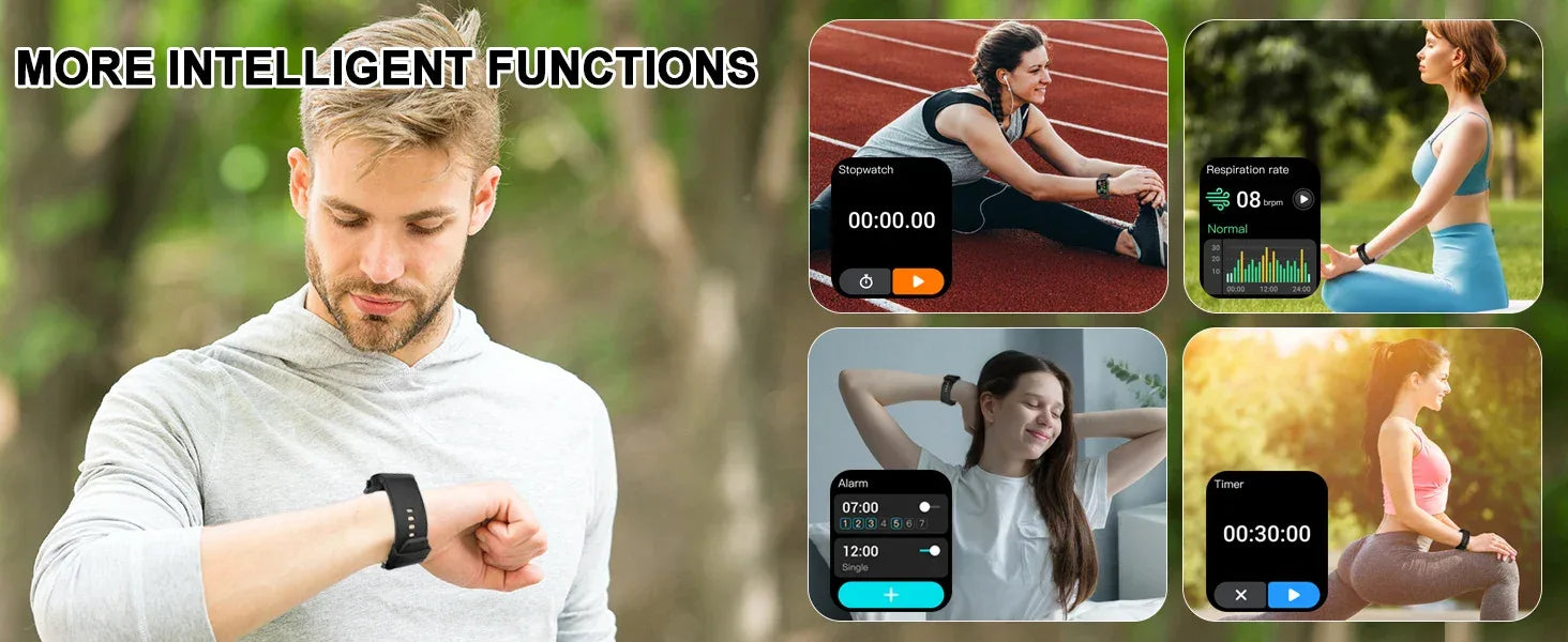 Smart Watch, 1.85" Smartwatch (Answer/Make Call), IP68 Waterproof Fitness Tracker, 100+ Sport Modes, Heart Rate and Sleep Monito - Wear444