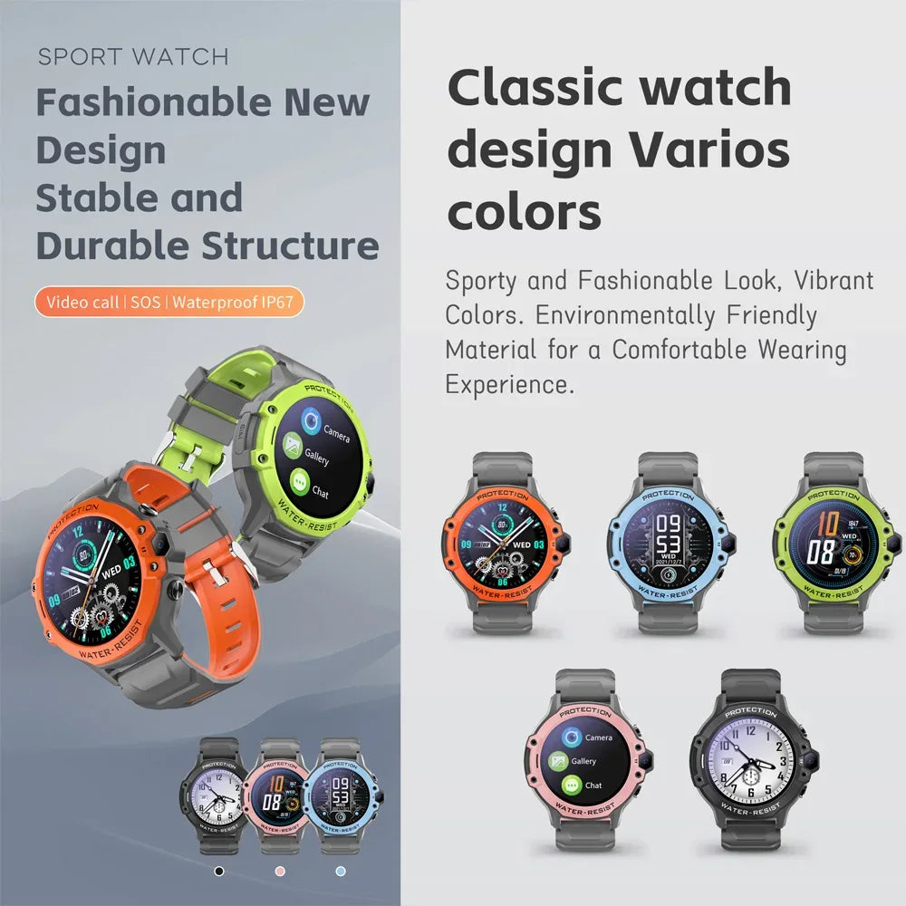 Kids 4G Smart Watch Student 1.28" Waterproof GPS WIFI LBS Location Video Call Chat Calculator Children Smartwatch 670Mah Battery - Wear444