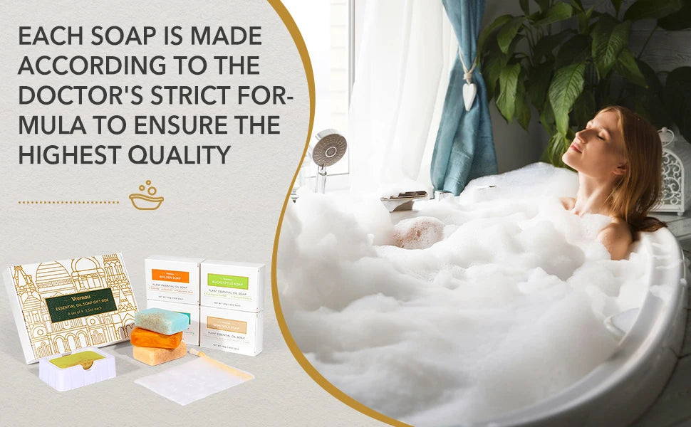4 Packs Of Natural Plant Essential Oil Soap, Mint Soap, Eucalyptus Soap, Moisturizing Cleansing Soap - Shower Body Soap Gift Box
