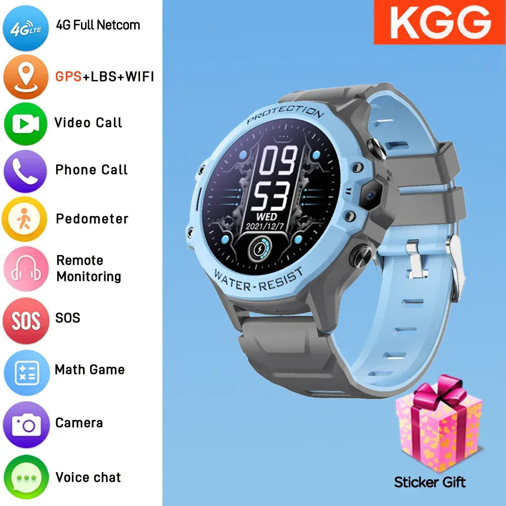 Kids 4G Smart Watch Student 1.28" Waterproof GPS WIFI LBS Location Video Call Chat Calculator Children Smartwatch 670Mah Battery - Wear444