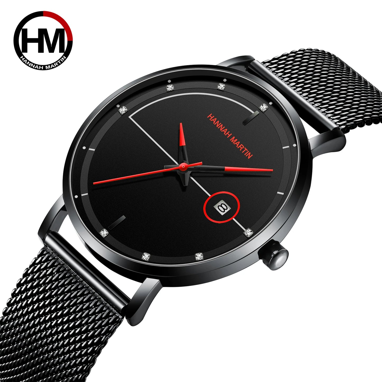 Top Men Quartz Watch With Japanese Movement Simple Blue Black Stainless Steel Mesh Belt Waterproof Travel Fashion Men Wristwatch