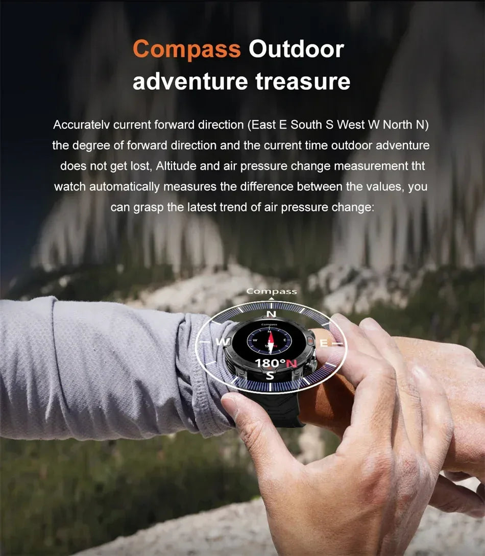2025New Smart Watch AMOLED Screen GPS Sport Fitness Waterproof LED Lights Compass HD Call Call Smartwatch For Android iOS man - Wear444