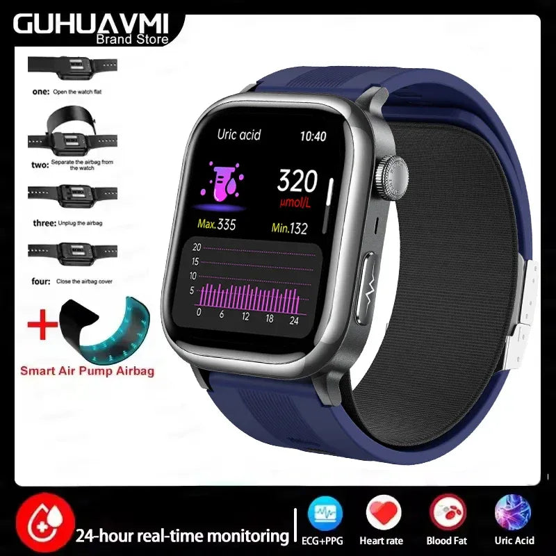 2025 New Ultra Air Bag SmartWatch Men Blood Fat ECG+PPG Blood Pressure Broadcast NFC HD BT Call Health Bracelet Woman - Wear444