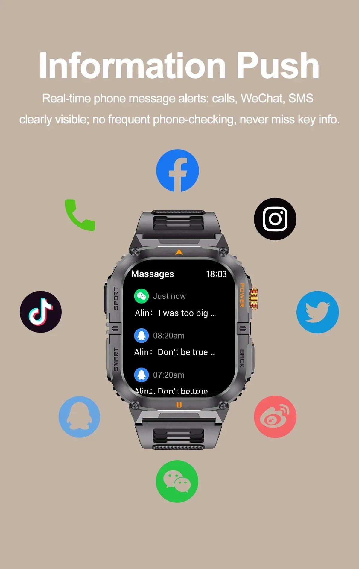 New 1000mAh military outdoor smartwatch for men, LED flashlight, IP68 waterproof, GPS sports, 2.01-inch Bluetooth call smartwatc - Wear444