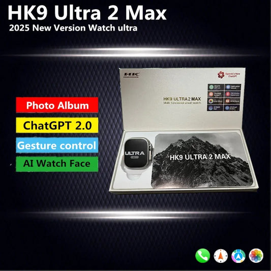 HK9 Ultra 2 MAX Gen4 AMOLED Screen Smart Watch 2GB ROM ChatGPT Local Music Album E-Book Connect TWS For IOS Android Smartwatch - Wear444