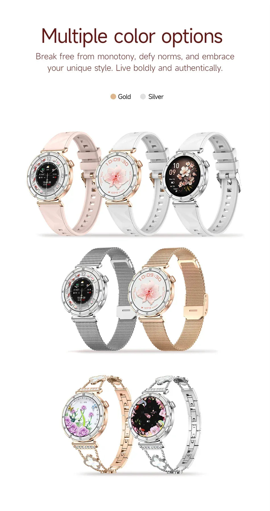 2025 New Fashion Smart Watch Women AMOLED Screen Bluetooth Call Watches Custom Dials Female Health Music Sport Ladies Smartwatch - Wear444