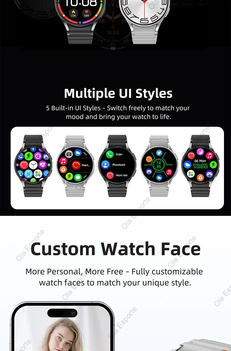 Smart Watch 6 Pro Original Premium GPS Smartwatches For Women Men Amoled Display Bluetooth Call 5ATM Waterproof Sport Wristwatch - Wear444