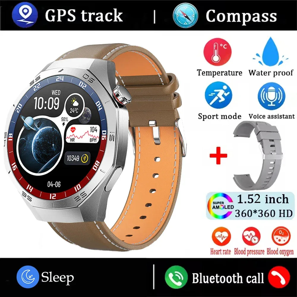 2025New For Android and ios Smart Watch Men AMOLED Screen GPS Motion trajectory Heart Rate Bluetooth Calls SmartWatch Waterproof - Wear444
