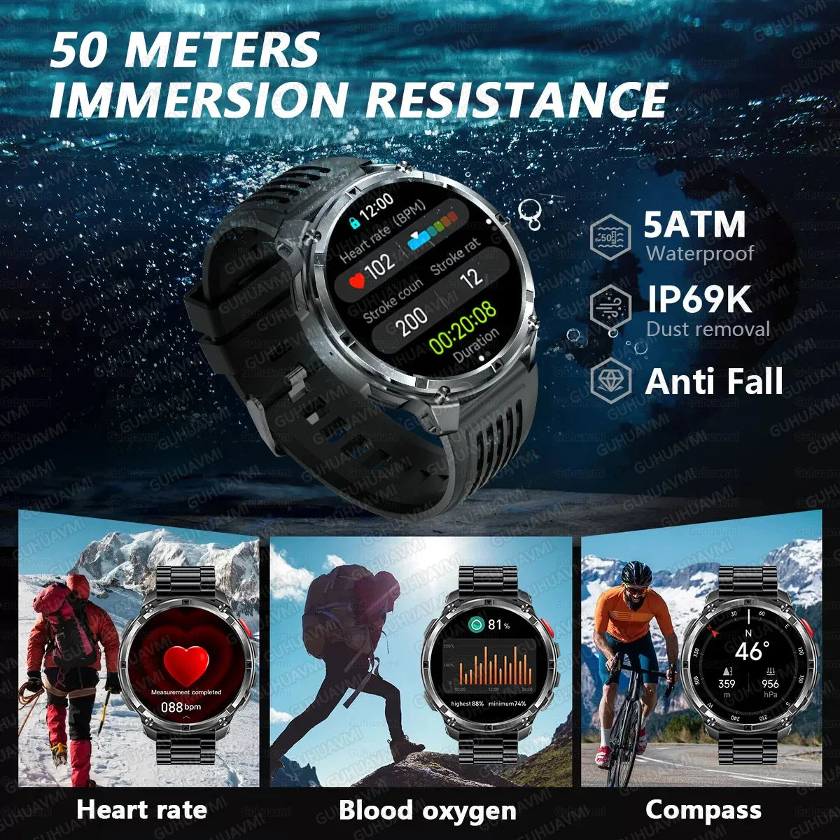 2026 New T-Rex3 Ultra 1100mAh Battery Smart Watch GPS Track Compass IP69K Waterproof Sports tracker Outdoors Military Smartwatch - Wear444