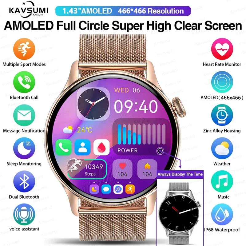 Smartwatch for Women AMOLED Screen Always Display Time NFC IP68 Waterproof Sports Call Women Smart Watch For Women Custom dial - Wear444