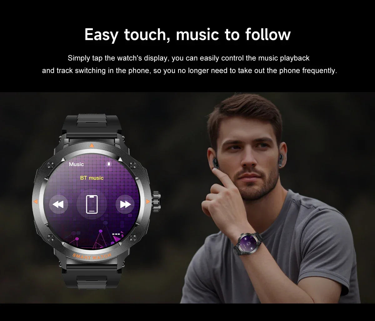 2025 NewSmart Watch With BT earphone 2-In-1 NFC Bluetooth Call Men Watch GPS Track Heart Rate Monitor Play Music SmartWatch GIFT - Wear444