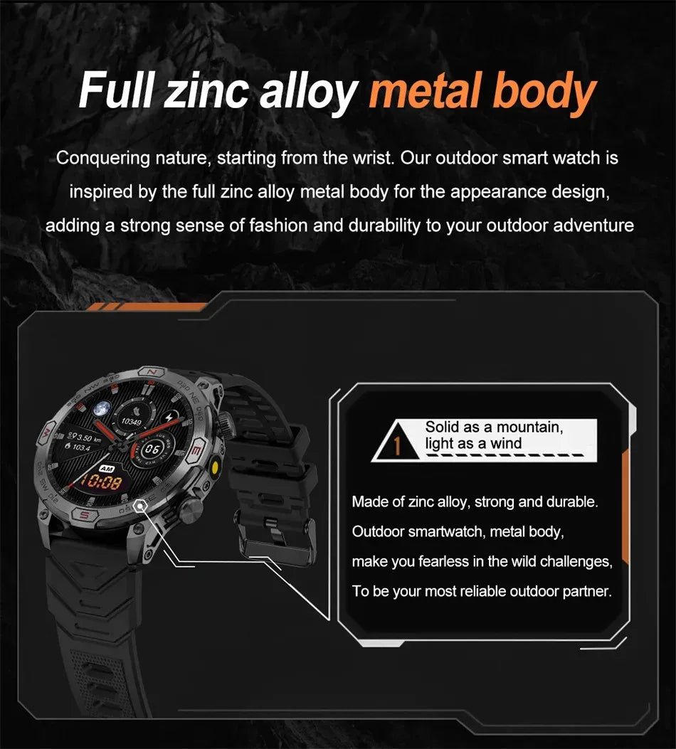 2025New Smart Watch AMOLED Screen GPS Sport Fitness Waterproof LED Lights Compass HD Call Call Smartwatch For Android iOS man - Wear444