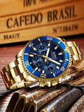 BIDEN Mens Chronograph Stainless Steel Strap Waterproof Date Quartz Watch, Business Casual Wrist Watches